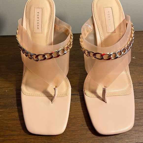Topshop Women’s Square Open Toe Chain Heel NWT - Picture 6 of 10